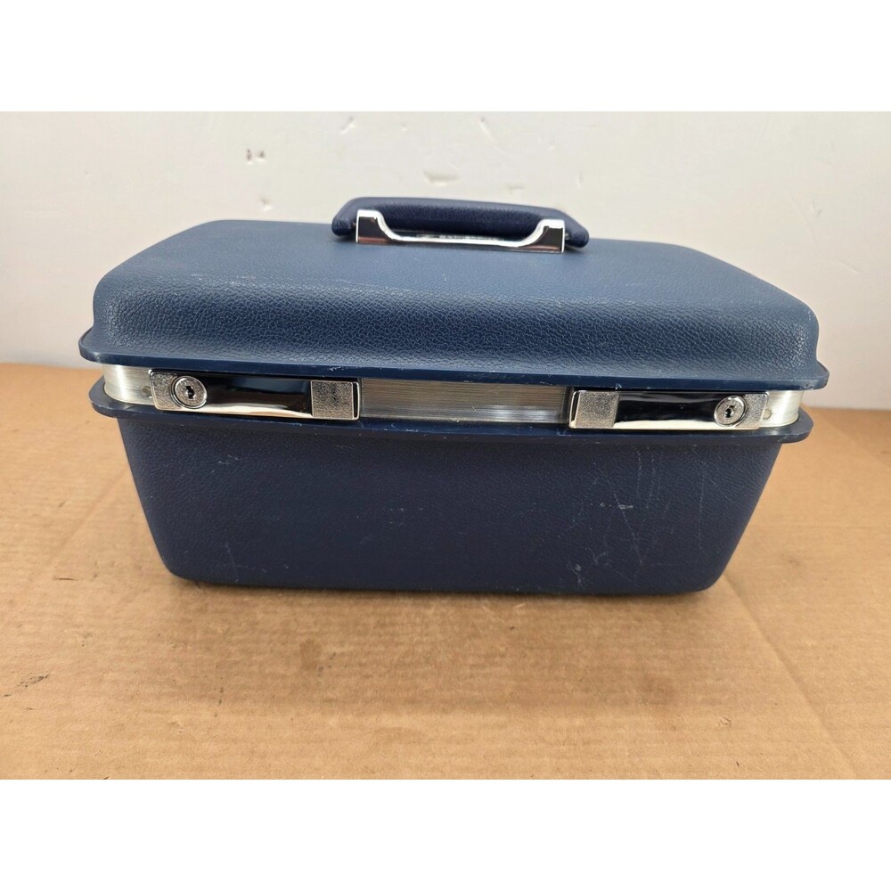Vintage SAMSONITE Luggage Train Case Carry On Concord Blue W/ Tray NO KEY